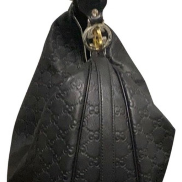 Gucci Guccissima Black Leather GG Hobo Bag - Picture 2 of 7